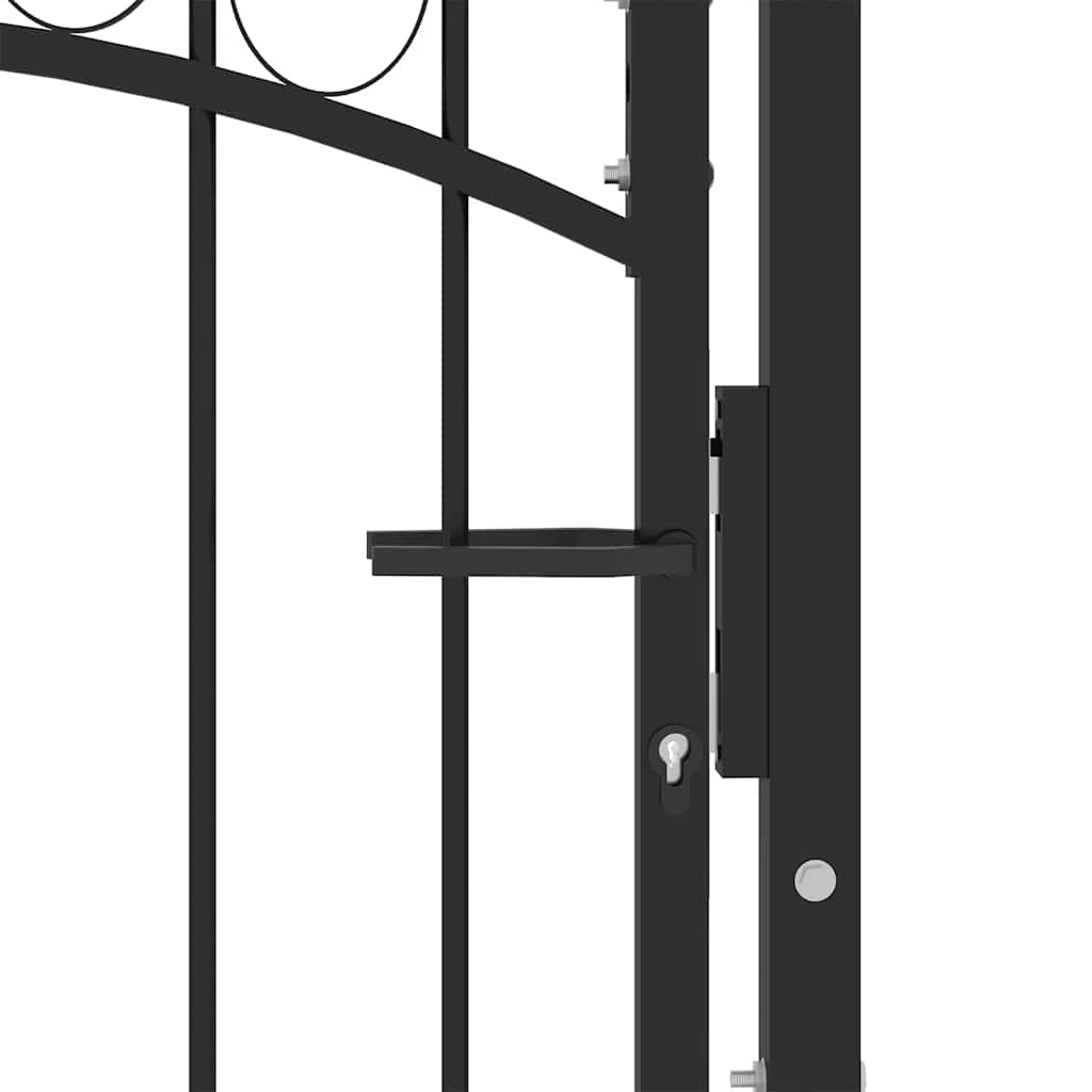 Portão de cerca emmen com topo arqueado, aço, 100x98,5 cm, preto