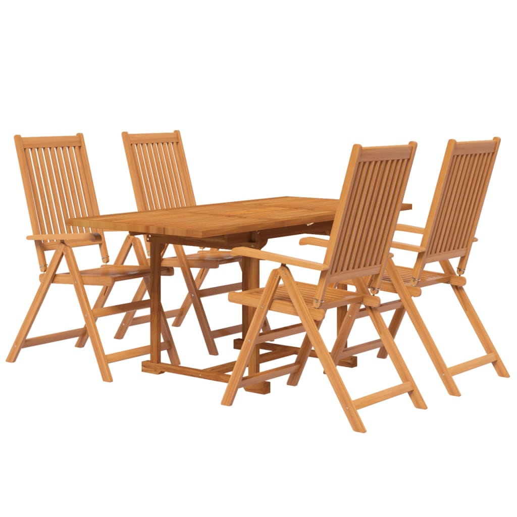 5 Pcs conjunto de jantar para jardim madeira de acácia maciça 120-170 cm