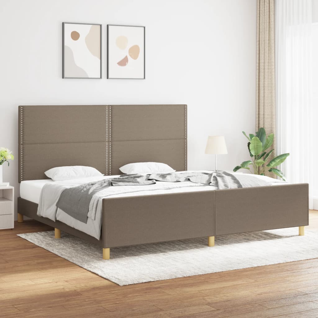 Cama sem colchão 200x200 cm tecido cinzento-acastanhado