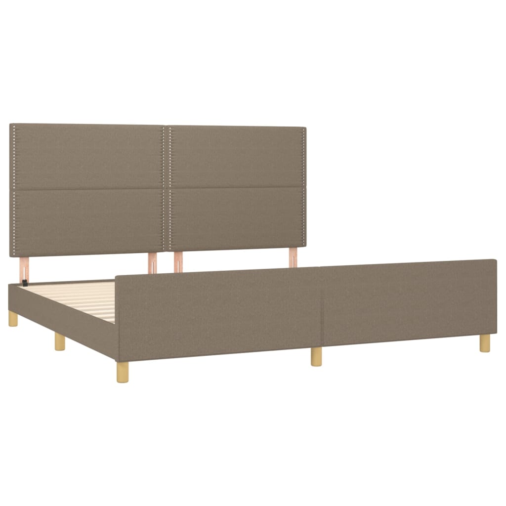 Cama sem colchão 200x200 cm tecido cinzento-acastanhado
