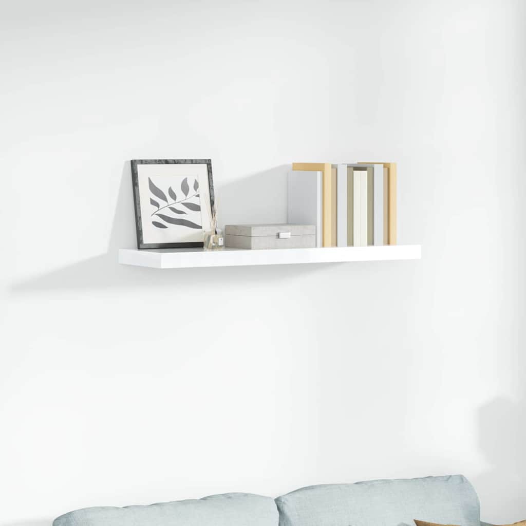 Prateleira de parede suspensa 90x23,5x3,8 cm MDF branco