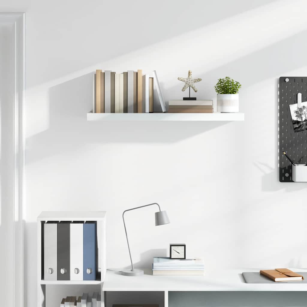 Prateleira de parede suspensa 90x23,5x3,8 cm MDF branco