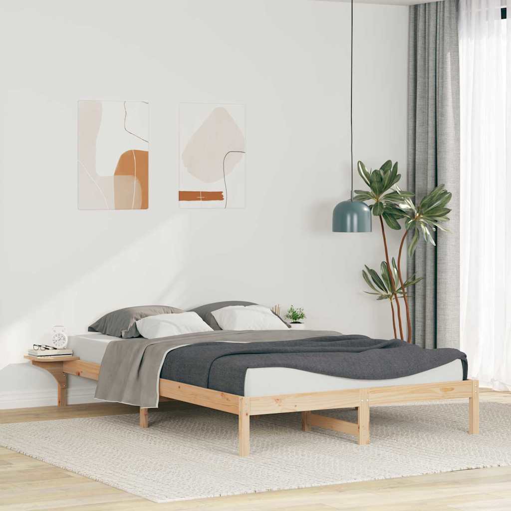 Cama com mesas laterais natural 140 x 220 cm
