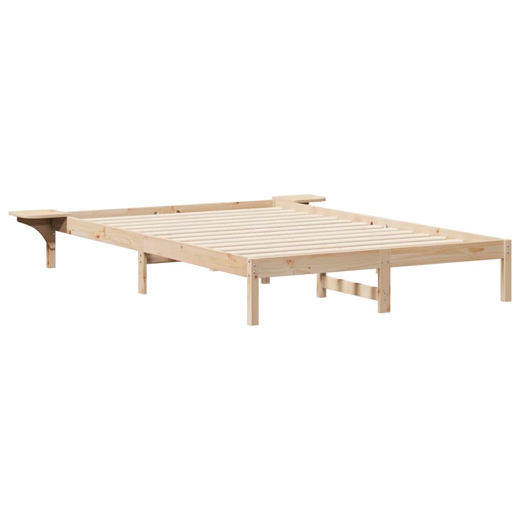 Cama com mesas laterais natural 140 x 220 cm