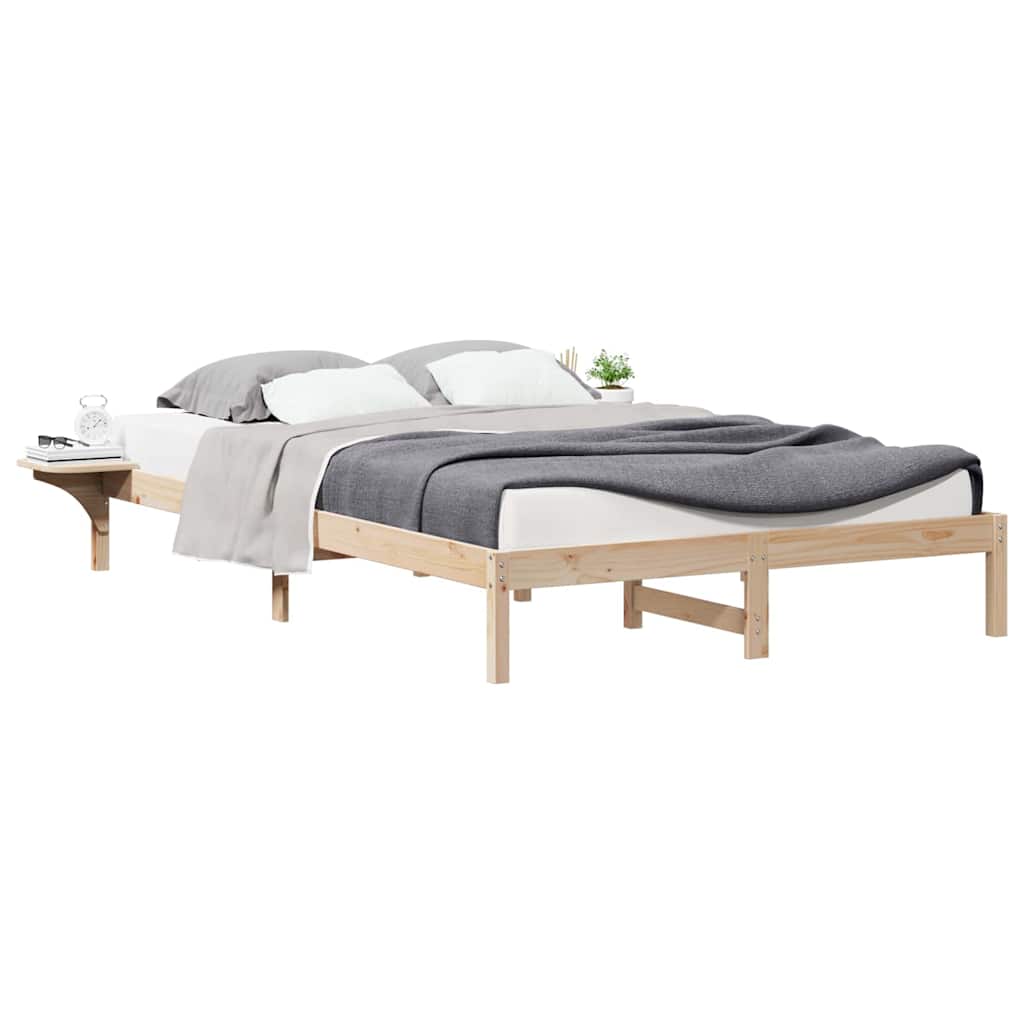 Cama com mesas laterais natural 140 x 220 cm