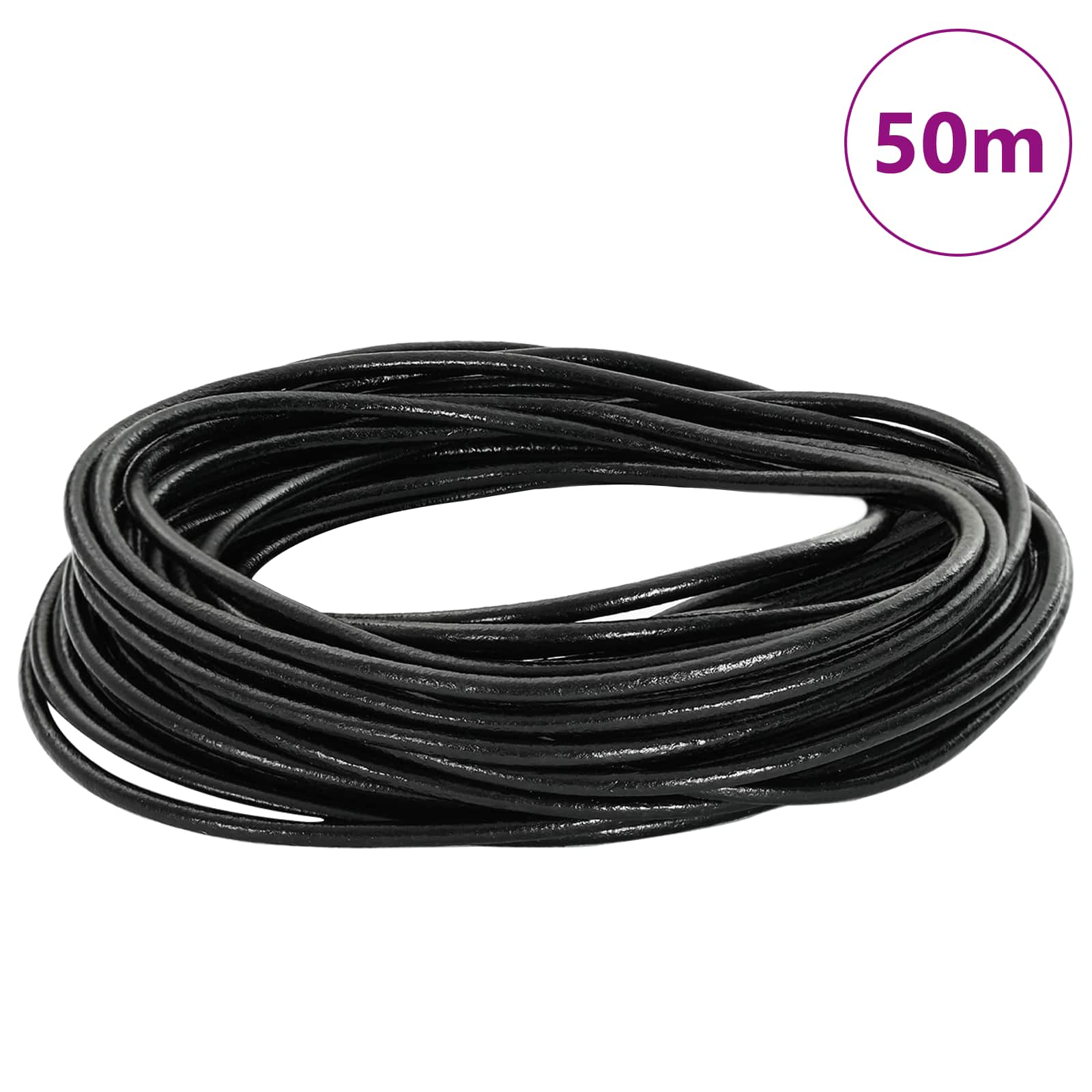 Corda de couro preto ø3 mm x 50 m couro