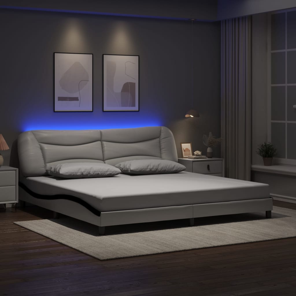 Estrutura de cama com LED sem colchão hvar 200x200cm branco/preto