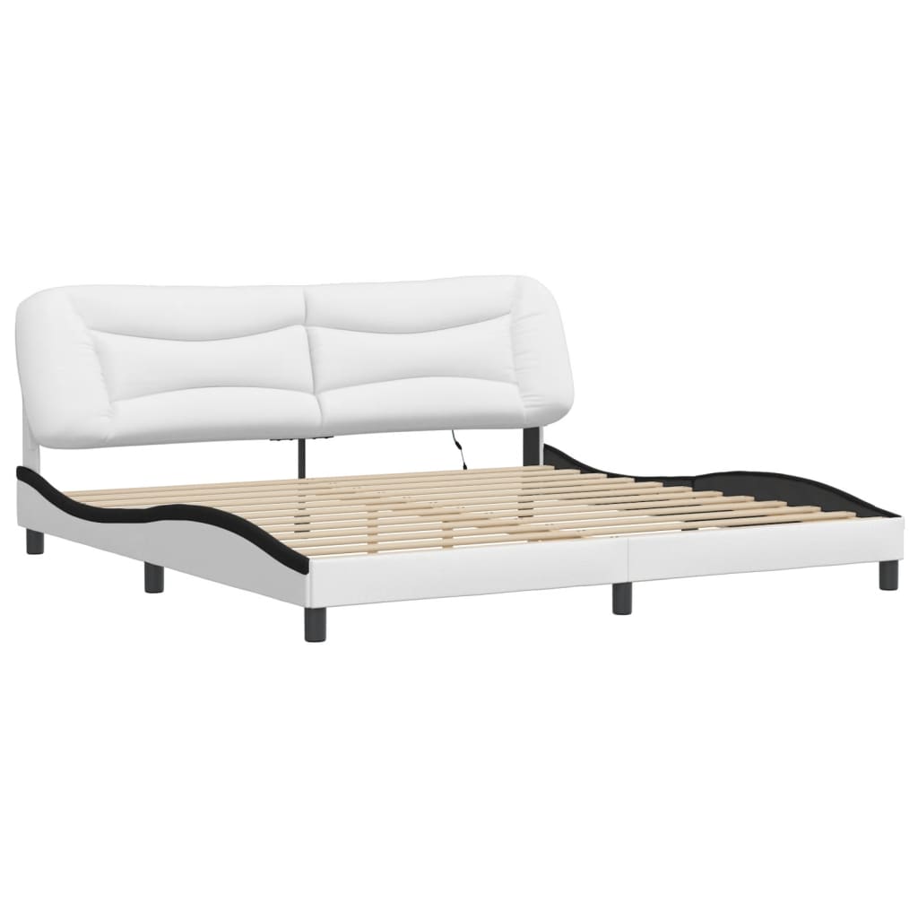 Estrutura de cama com LED sem colchão hvar 200x200cm branco/preto