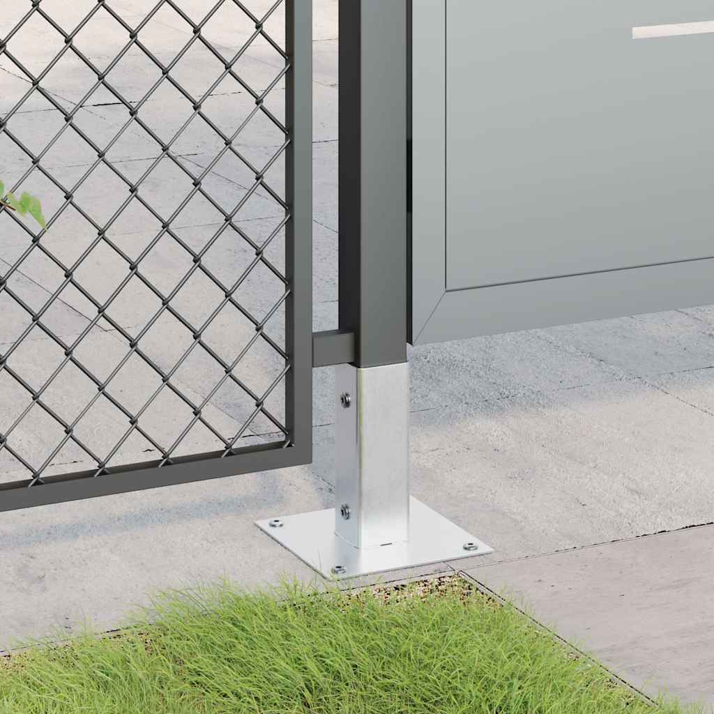 Bases de poste quadradas 12 pcs prata 46x46 mm aço galvanizado