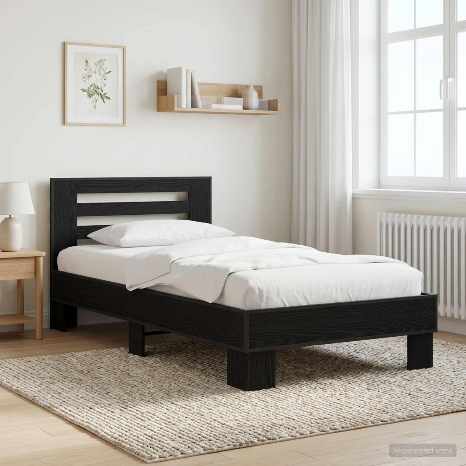 Estrutura de cama com cabeceira carvalho preto 80 x 200 cm