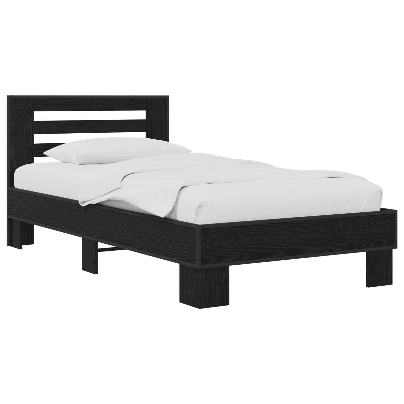 Estrutura de cama com cabeceira carvalho preto 80 x 200 cm