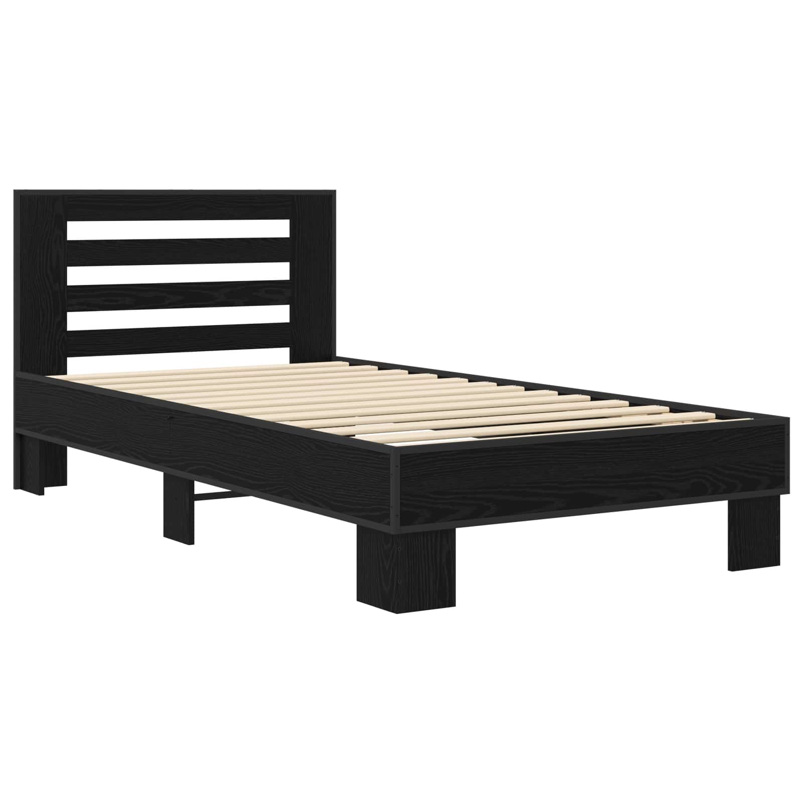 Estrutura de cama com cabeceira carvalho preto 80 x 200 cm