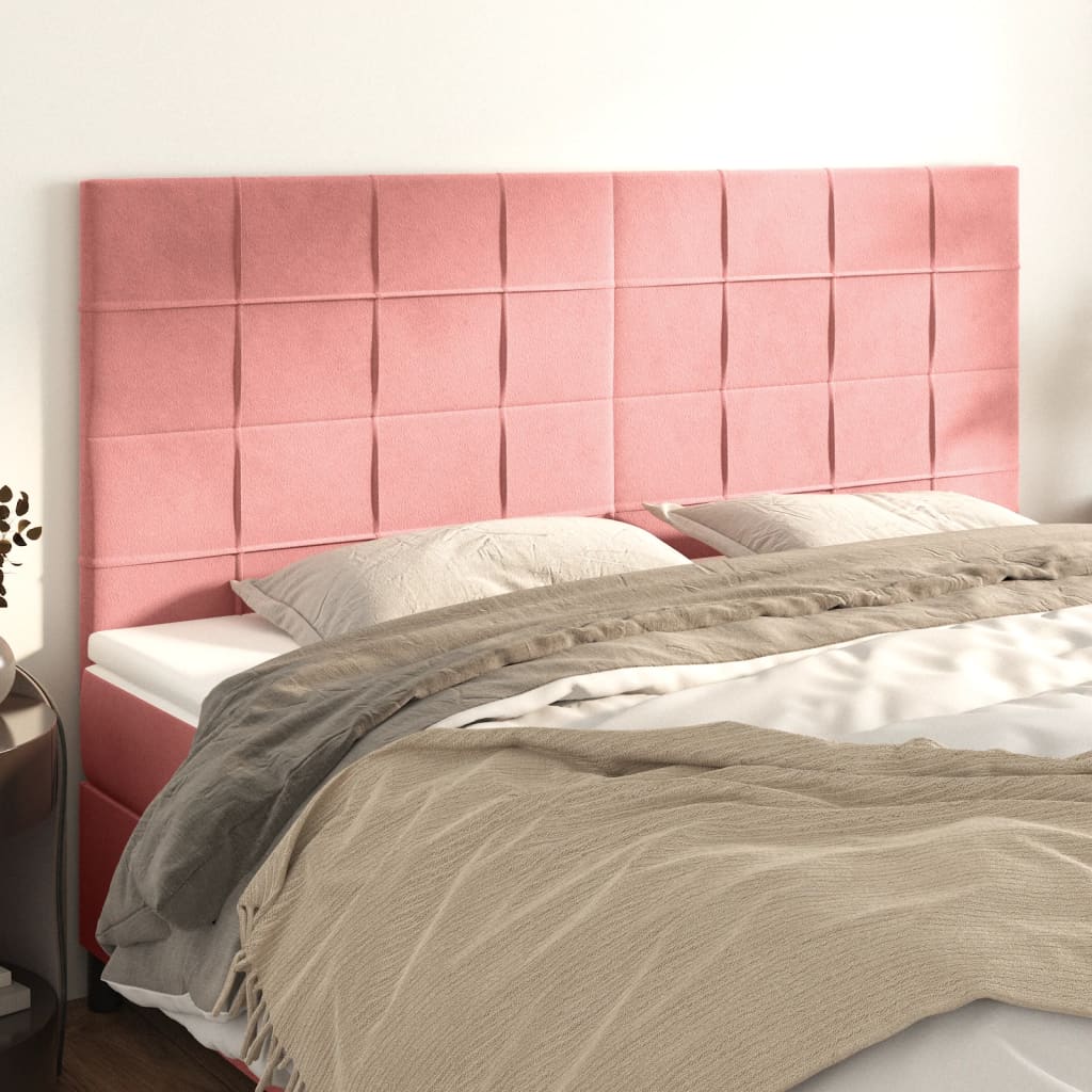 Cabeceira rosa 180x5x118/128 cm veludo
