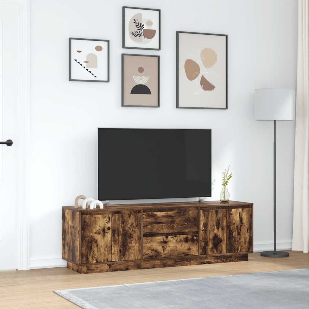 Móvel de TV com luzes LED 160,5x41x50 cm carvalho fumado