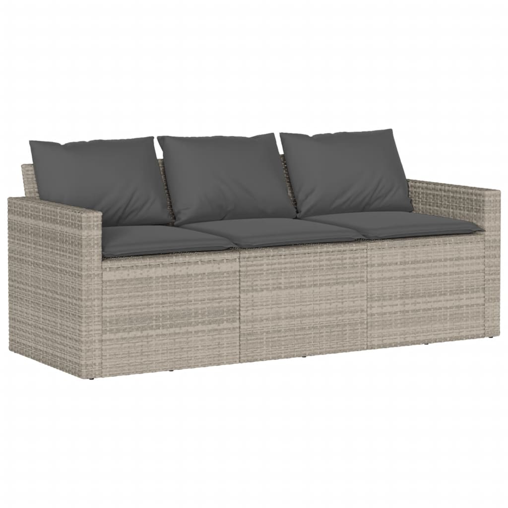 6 Pcs conj. sofás jardim com almofadões vime PE cinzento-claro