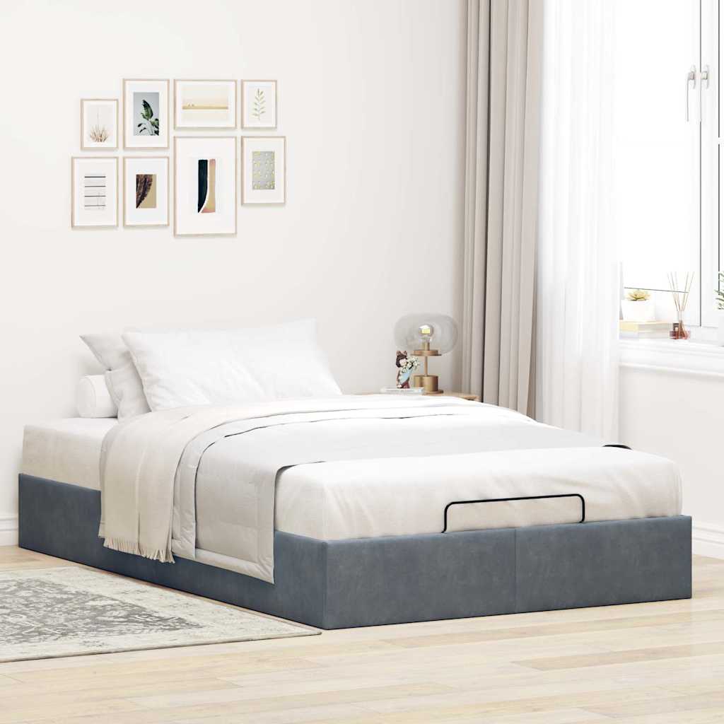 Otomano bed frame no colchão cinzento escuro 120x200 cm veludo