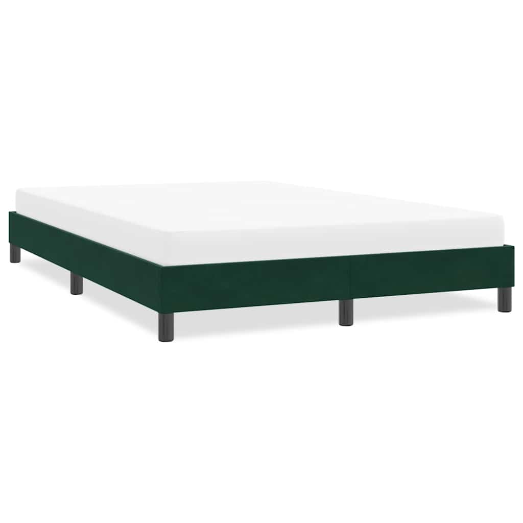 Estrutura de cama sem colchão 140x220 cm veludo verde-escuro
