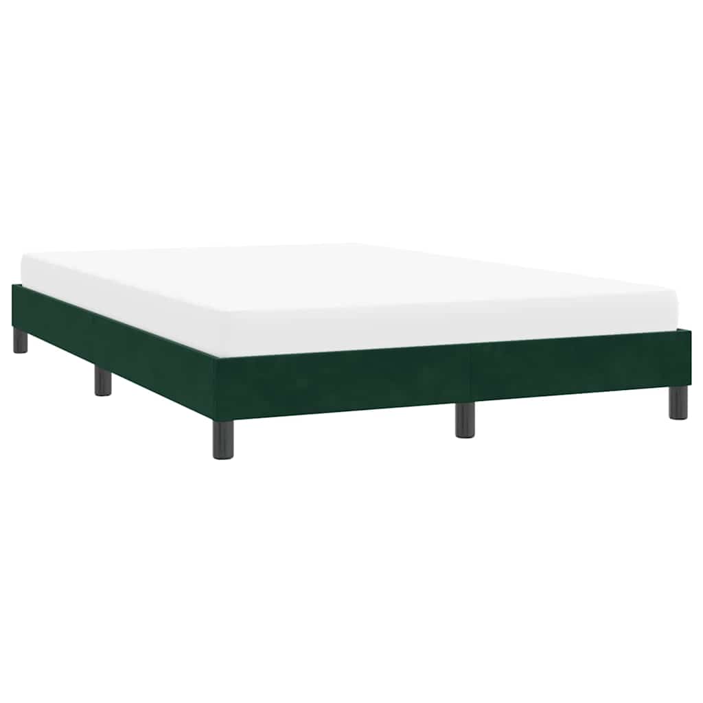 Estrutura de cama sem colchão 140x220 cm veludo verde-escuro
