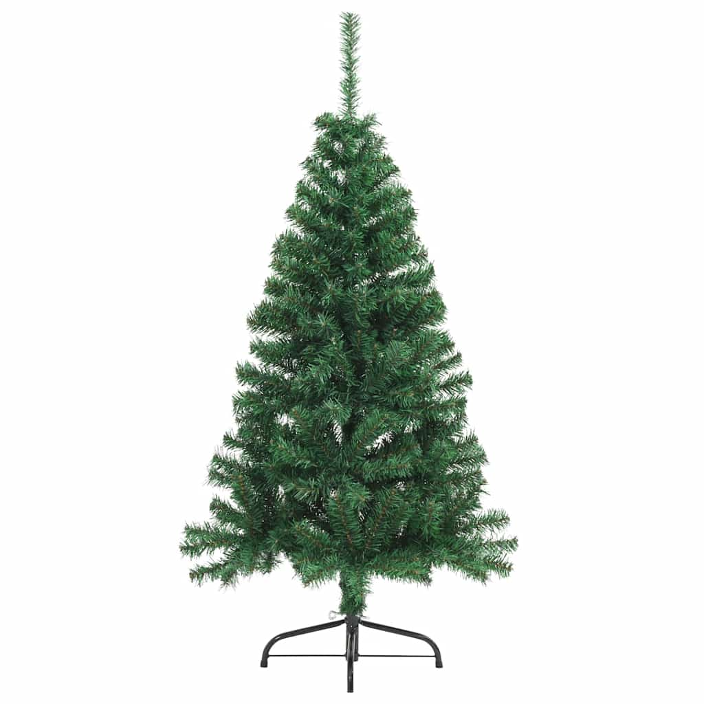 Meia árvore de natal artificial com suporte 120 cm PVC verde