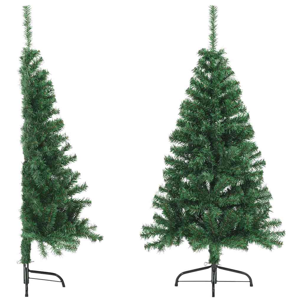 Meia árvore de natal artificial com suporte 120 cm PVC verde