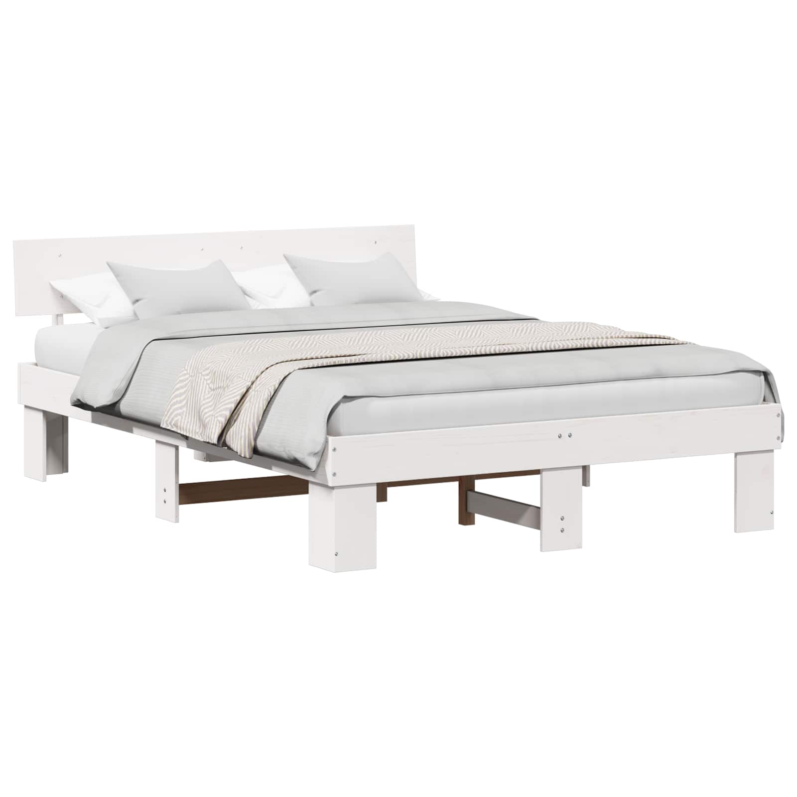 Estrutura da cama com cabeceira branco 160 x 200 cm