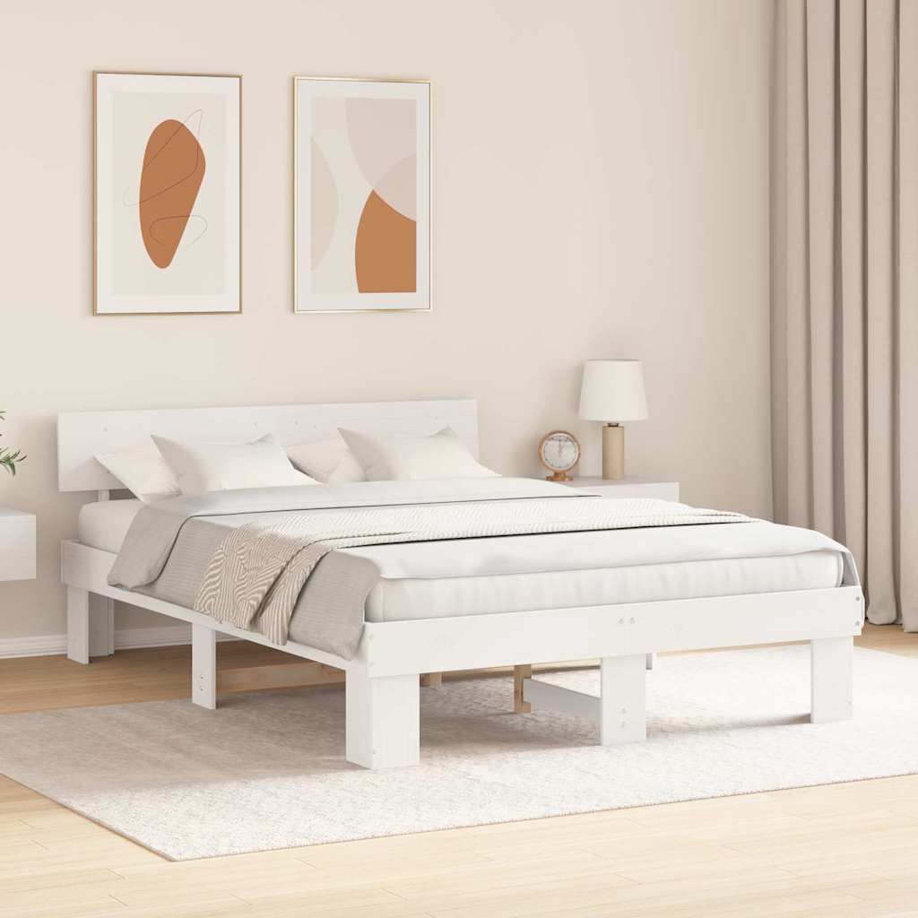 Estrutura da cama com cabeceira branco 160 x 200 cm