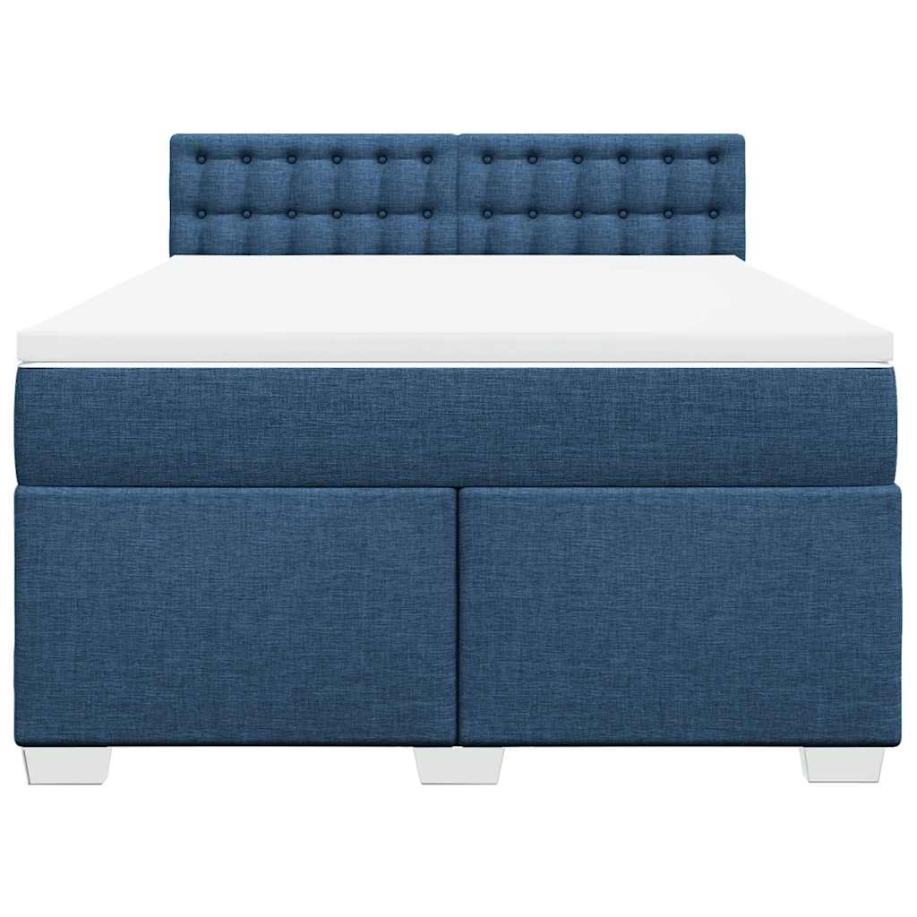 Cama com molas/colchão 140x190 cm tecido azul