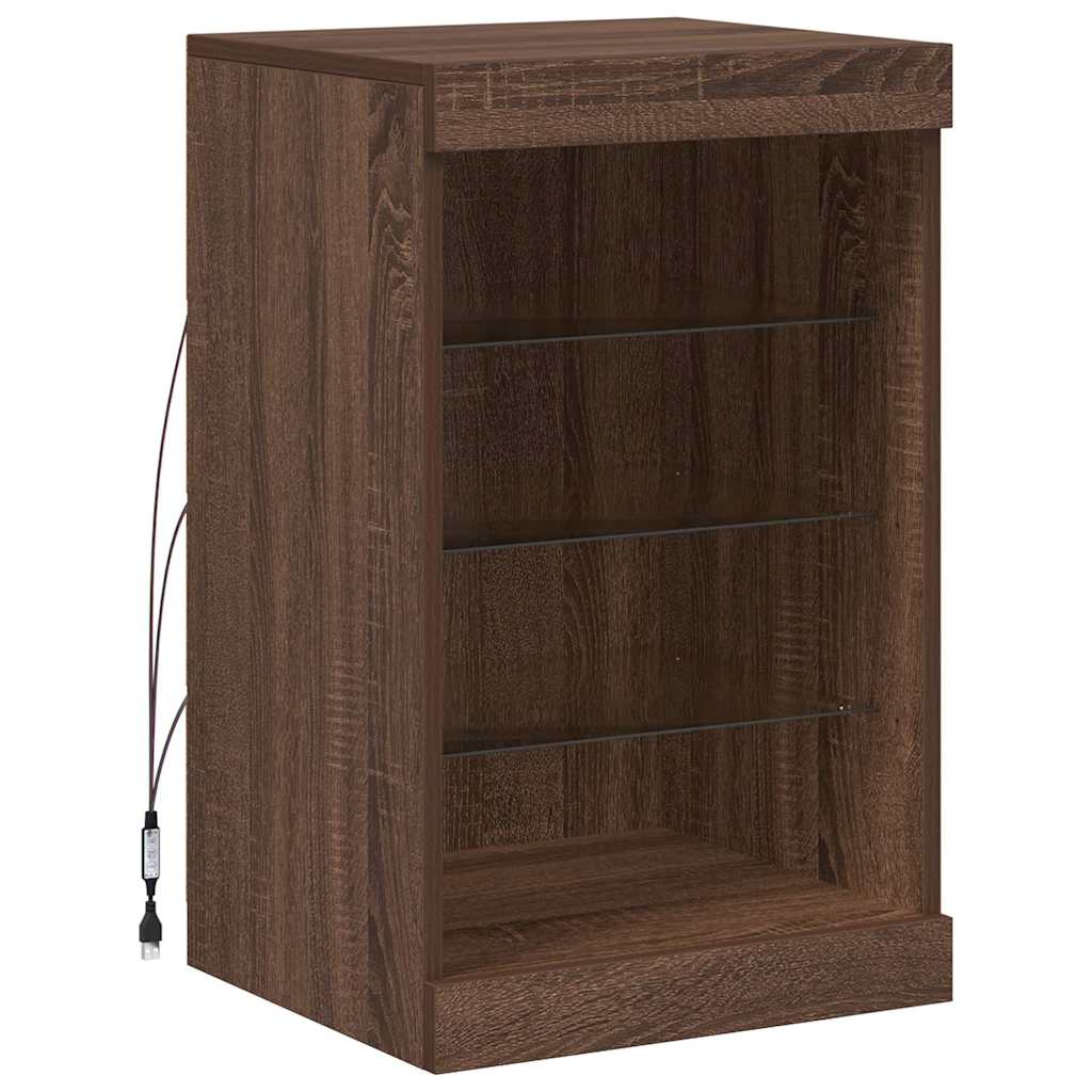 Aparador com luzes LED 41x37x67 cm carvalho castanho