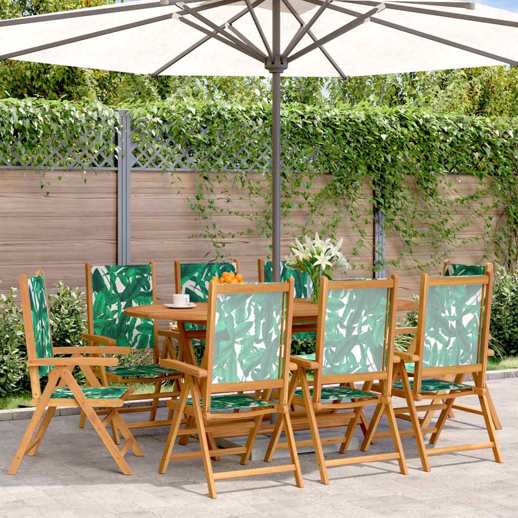 Cadeiras jardim reclin. 8 pcs tecido/madeira maciça verde