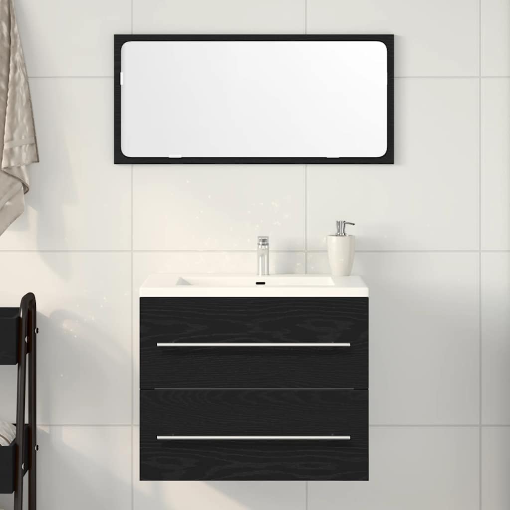 Gabinete para pia de banheiro, carvalho preto, 60x38,5x48 cm, madeira engenheirada