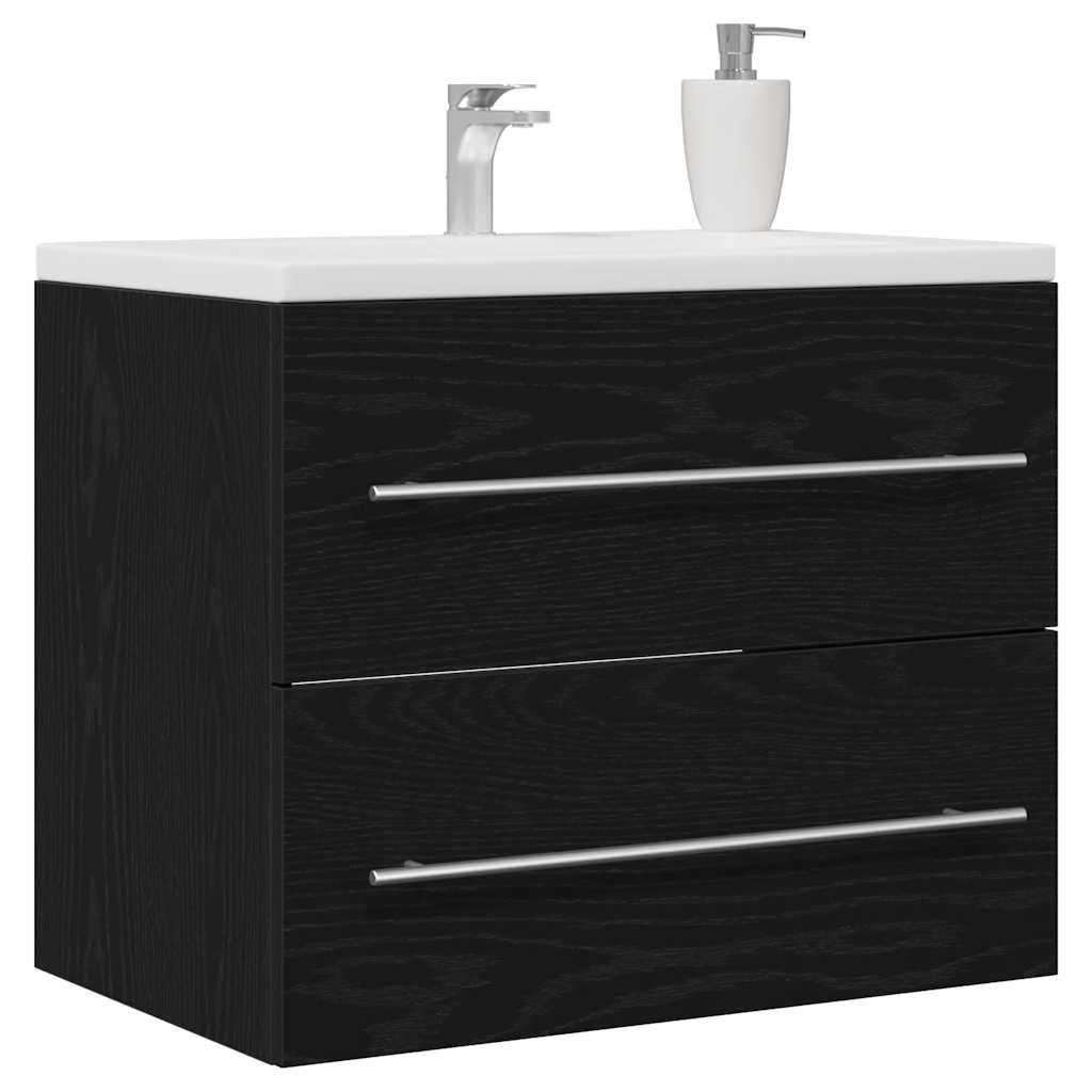 Gabinete para pia de banheiro, carvalho preto, 60x38,5x48 cm, madeira engenheirada