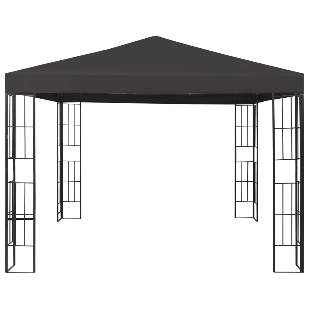 Gazebo com cordões de luzes LED 3x3 m antracite