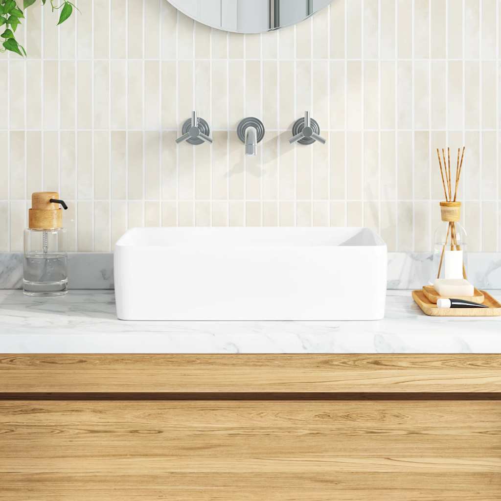 Lavatório retangular 48x37x13 cm cerâmica branco