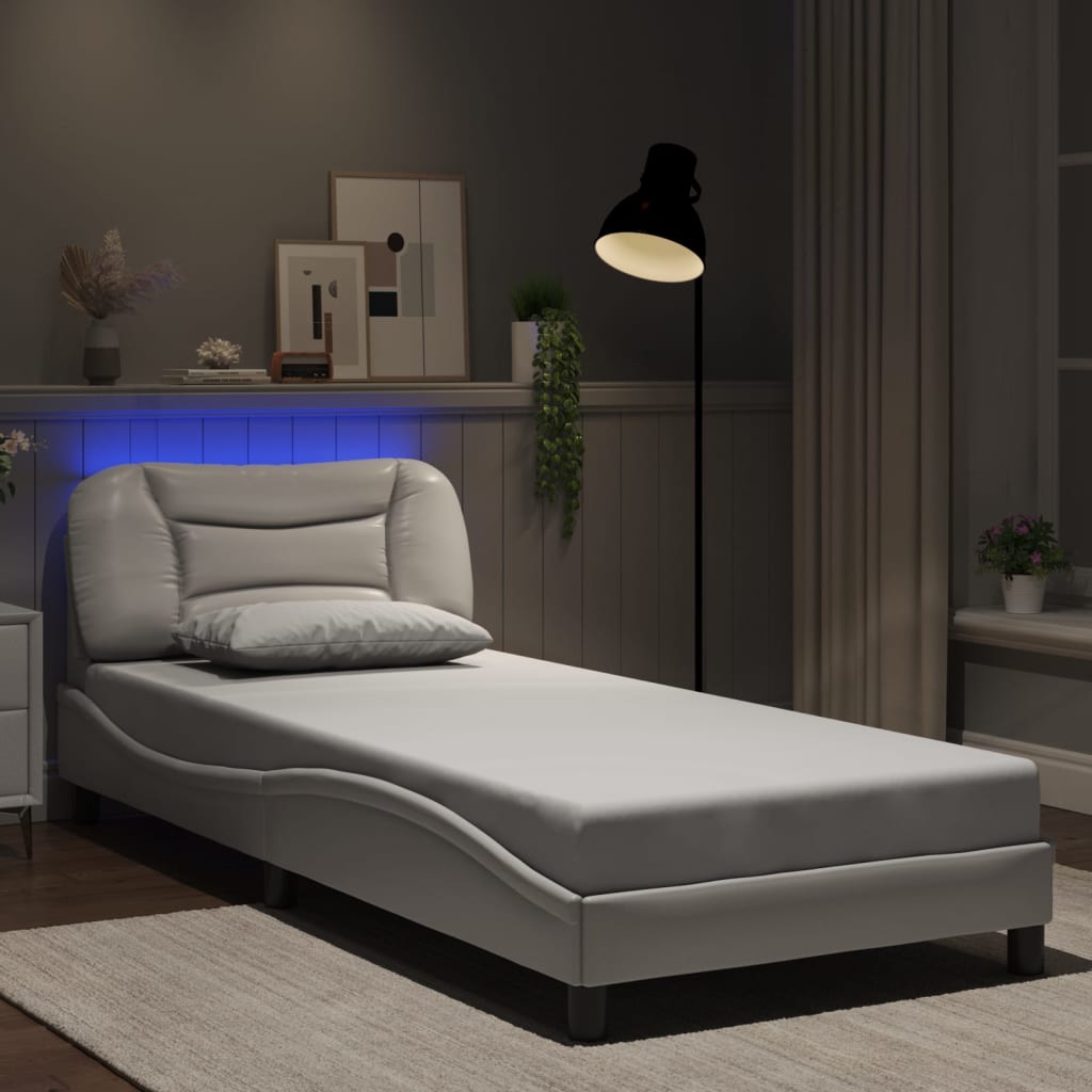 Estrutura de cama com LED sem colchão hvar 90x190cm branco