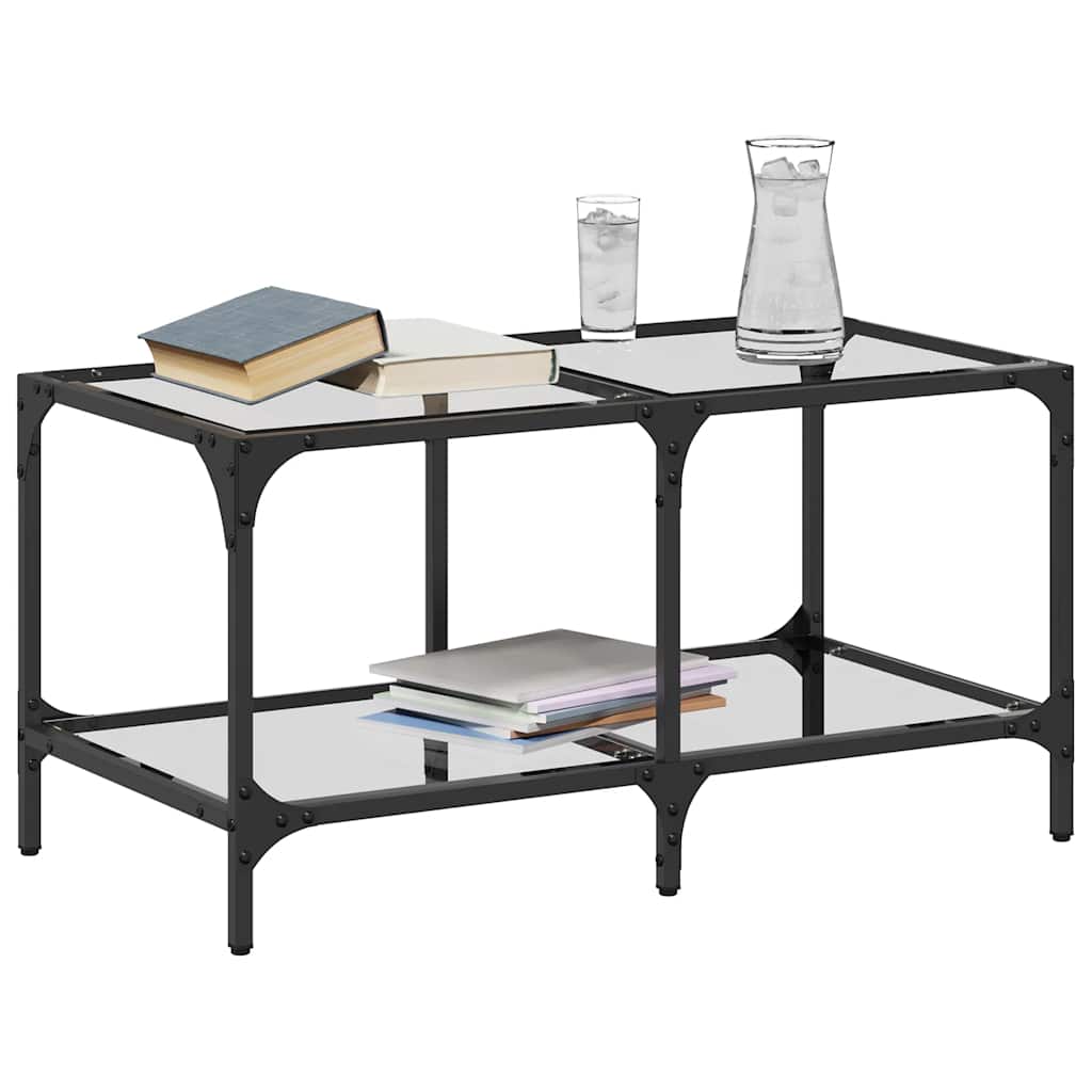 Mesa de centro c/ topo em vidro transparente 78,5x40x40 cm aço