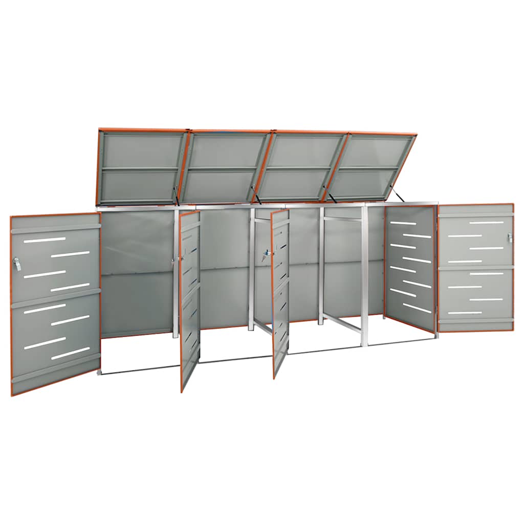 Abrigo quádruplo para caixotes do lixo 276,5x77,5x115 cm aço