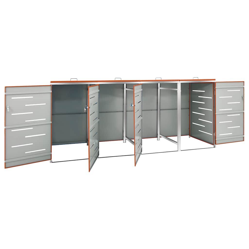 Abrigo quádruplo para caixotes do lixo 276,5x77,5x115 cm aço