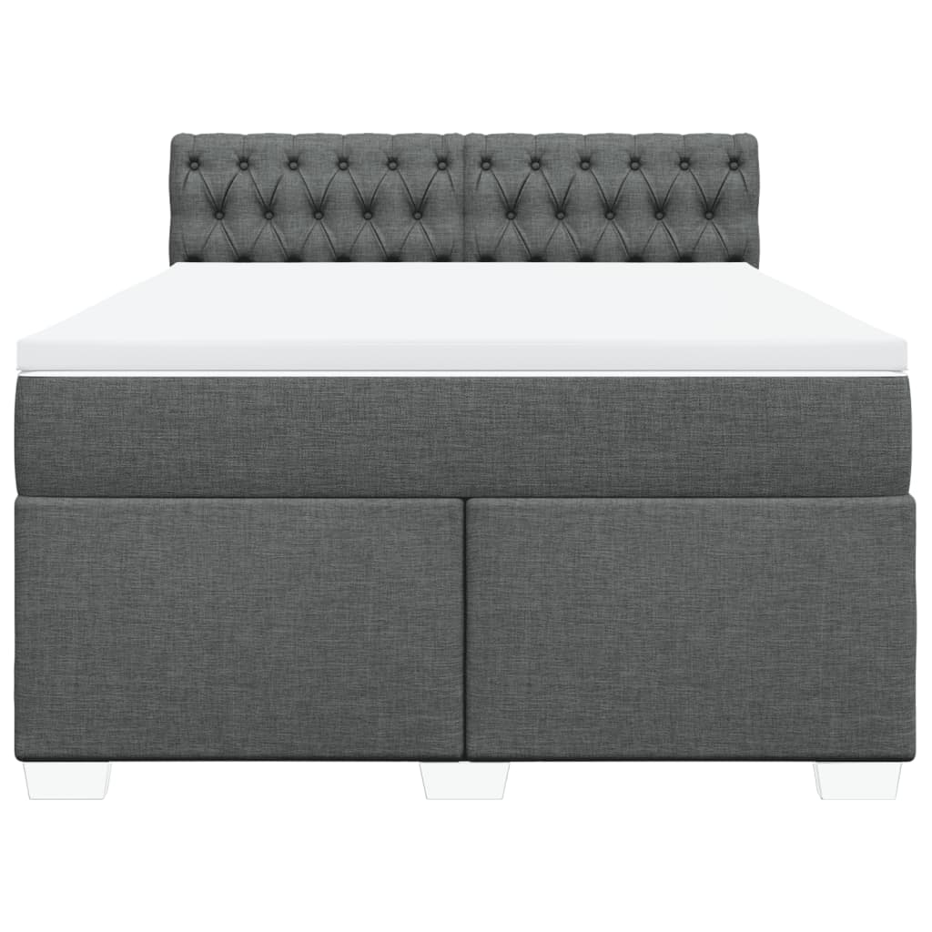 Cama com molas/colchão 160x200 cm tecido cinzento-escuro