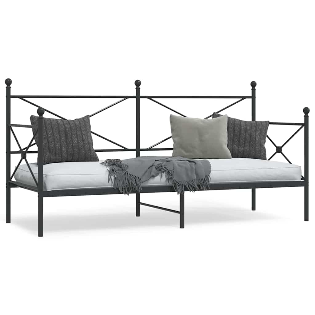 Cama de dia sem colchão 75x190 cm aço preto