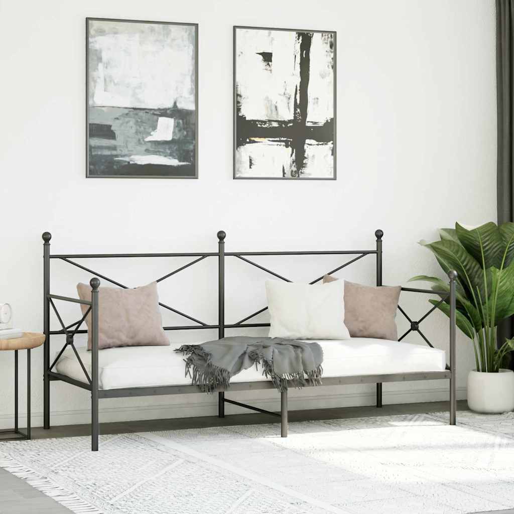 Cama de dia sem colchão 75x190 cm aço preto