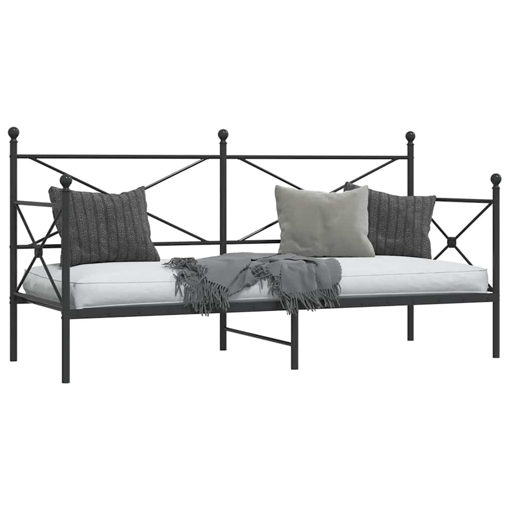 Cama de dia sem colchão 75x190 cm aço preto
