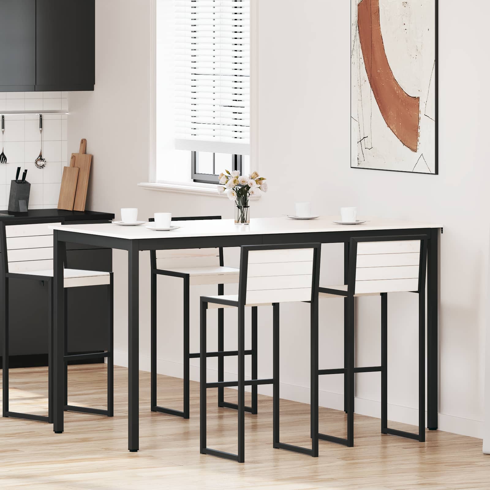 Mesa de bar branco 180 x 90 x 105 cm madeira de pinheiro sólida