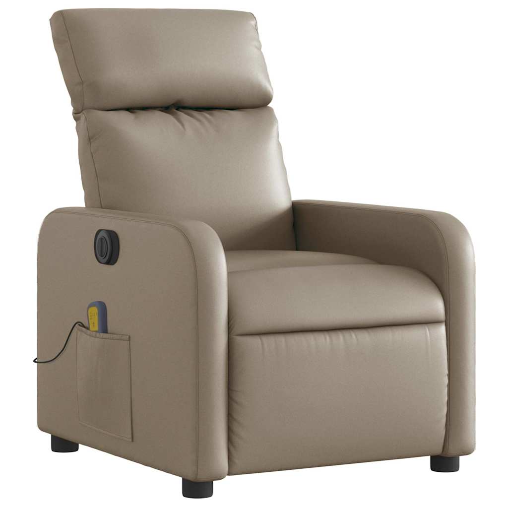 Poltrona massagens reclinável elétrica couro artif. cappuccino