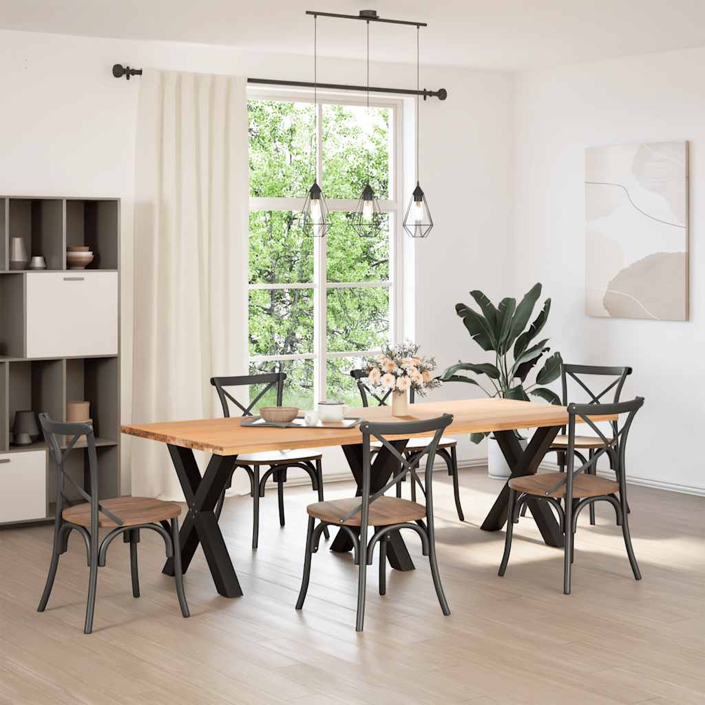 Pés para mesa de jantar em formato de x, 3 peças, preto, 80x (72-73) cm, aço