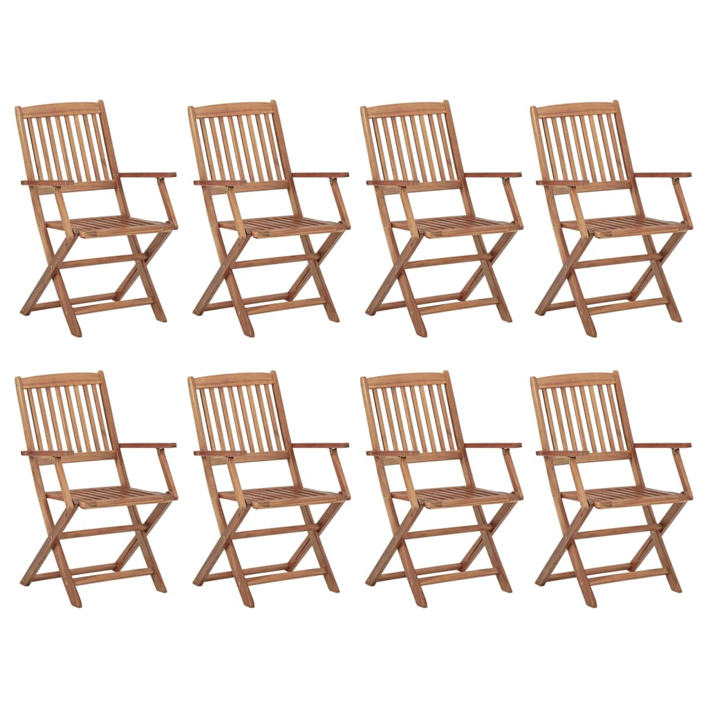Cadeiras de exterior dobráveis c/ almofadões 8pcs acácia maciça