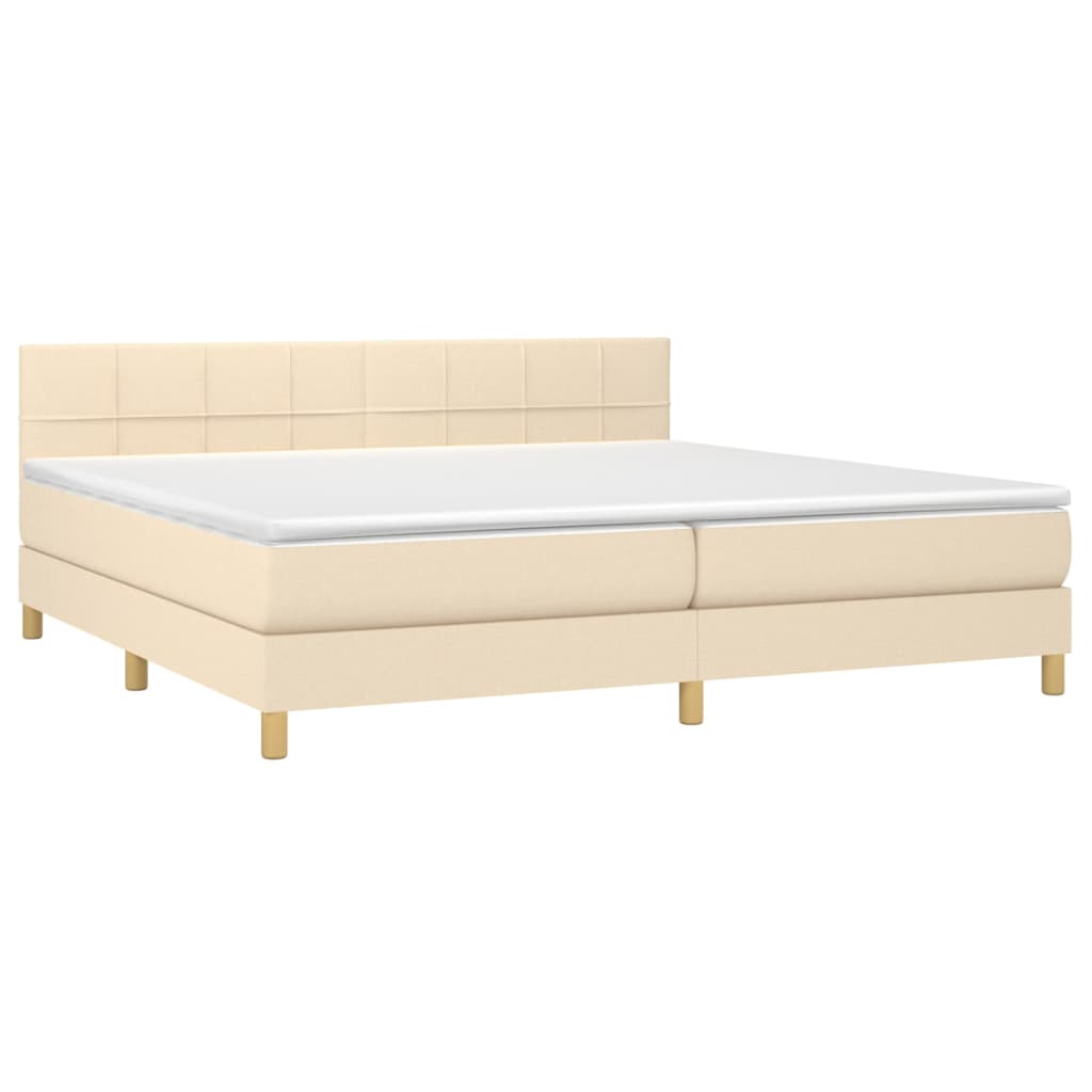 Cama com molas/colchão 200x200 cm tecido cor creme
