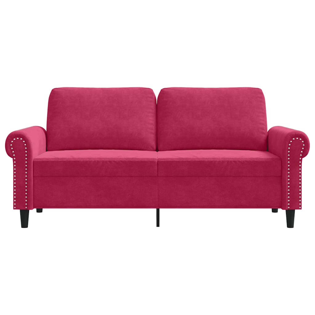 Sofá de 2 lugares veludo 140 cm vermelho tinto