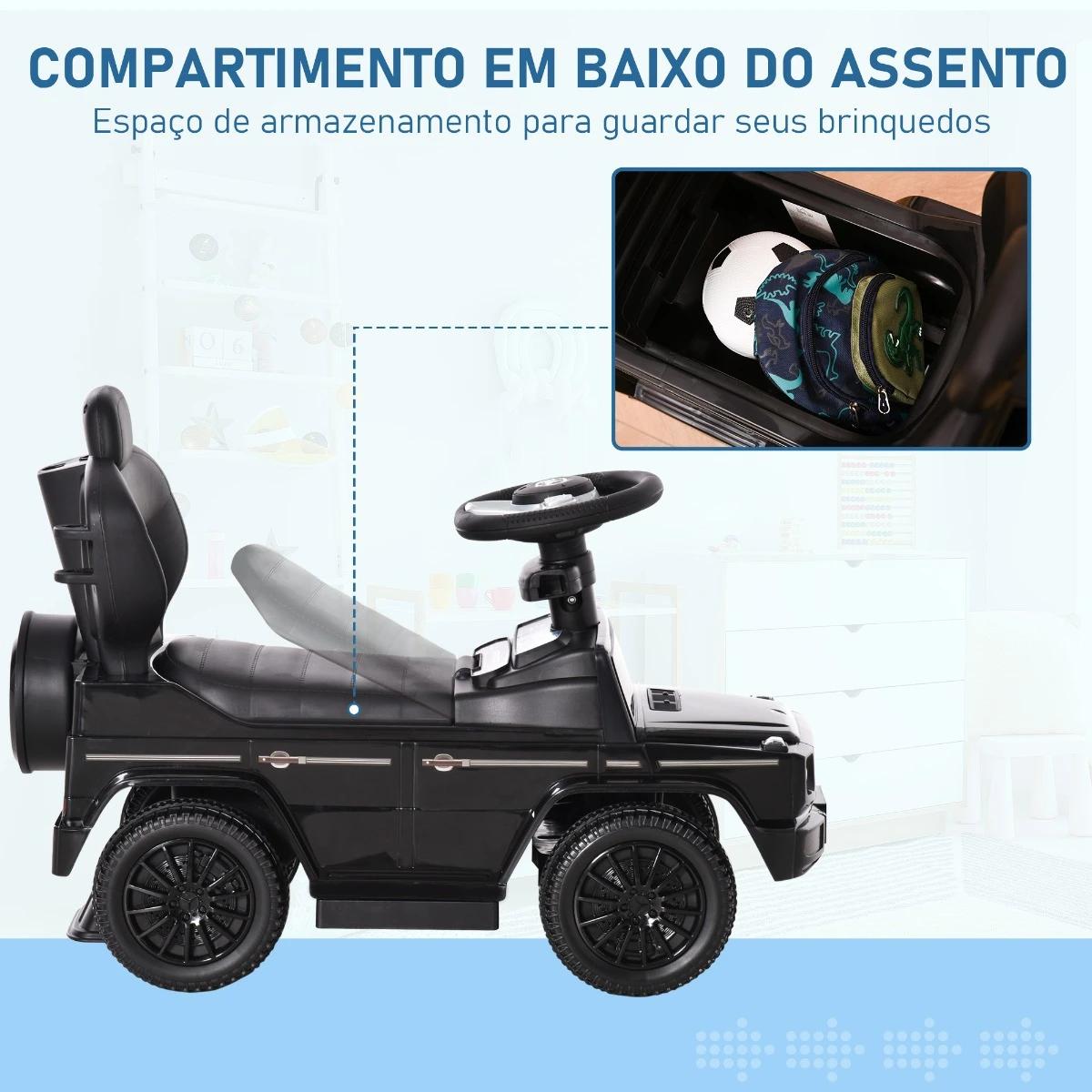 Carro de Passeio Carro Andador para Crianças acima de 12 Meses Mercedes G350 com Buzina Capô Removível Encosto e Suporte de Prot