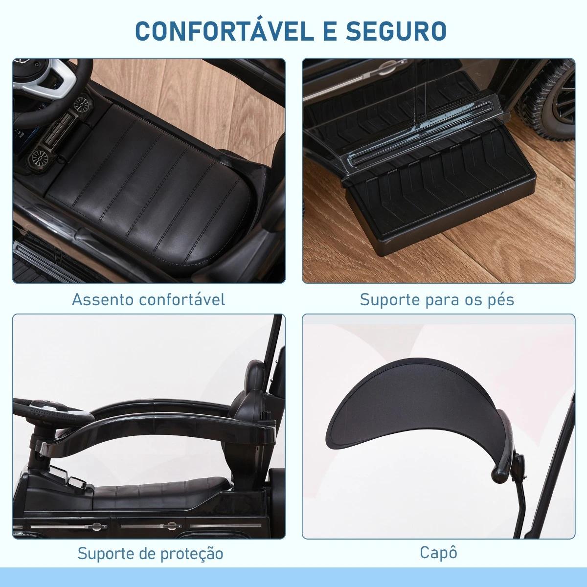 Carro de Passeio Carro Andador para Crianças acima de 12 Meses Mercedes G350 com Buzina Capô Removível Encosto e Suporte de Prot