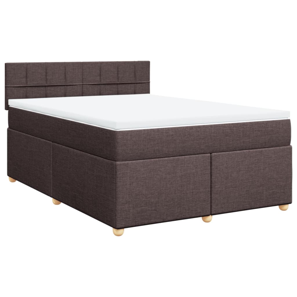 Cama com molas/colchão 140x190 cm tecido castanho-escuro